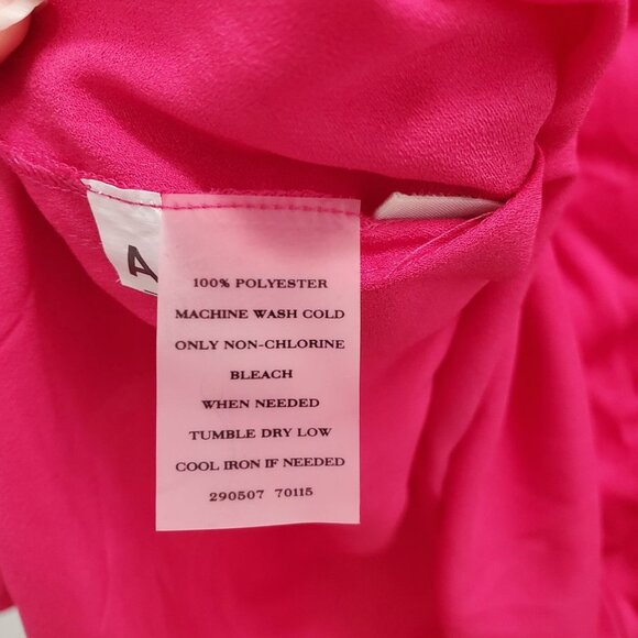 Ann Taylor Women's Fuchsia Lightweight 1/2 Button Military Pullover Blouse Top 8 - Picture 6 of 7